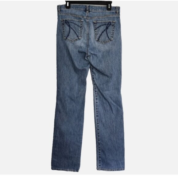 NY&Company Straight Leg Women's Size 10 Tall Blue Denim Distressed Stretch Jeans - Picture 6 of 12